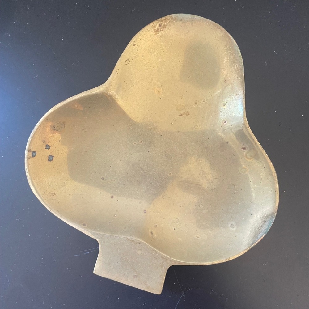 Vintage Mid Century Modern 3 Leaf Clover Trinket Tray Brass MCM *READ